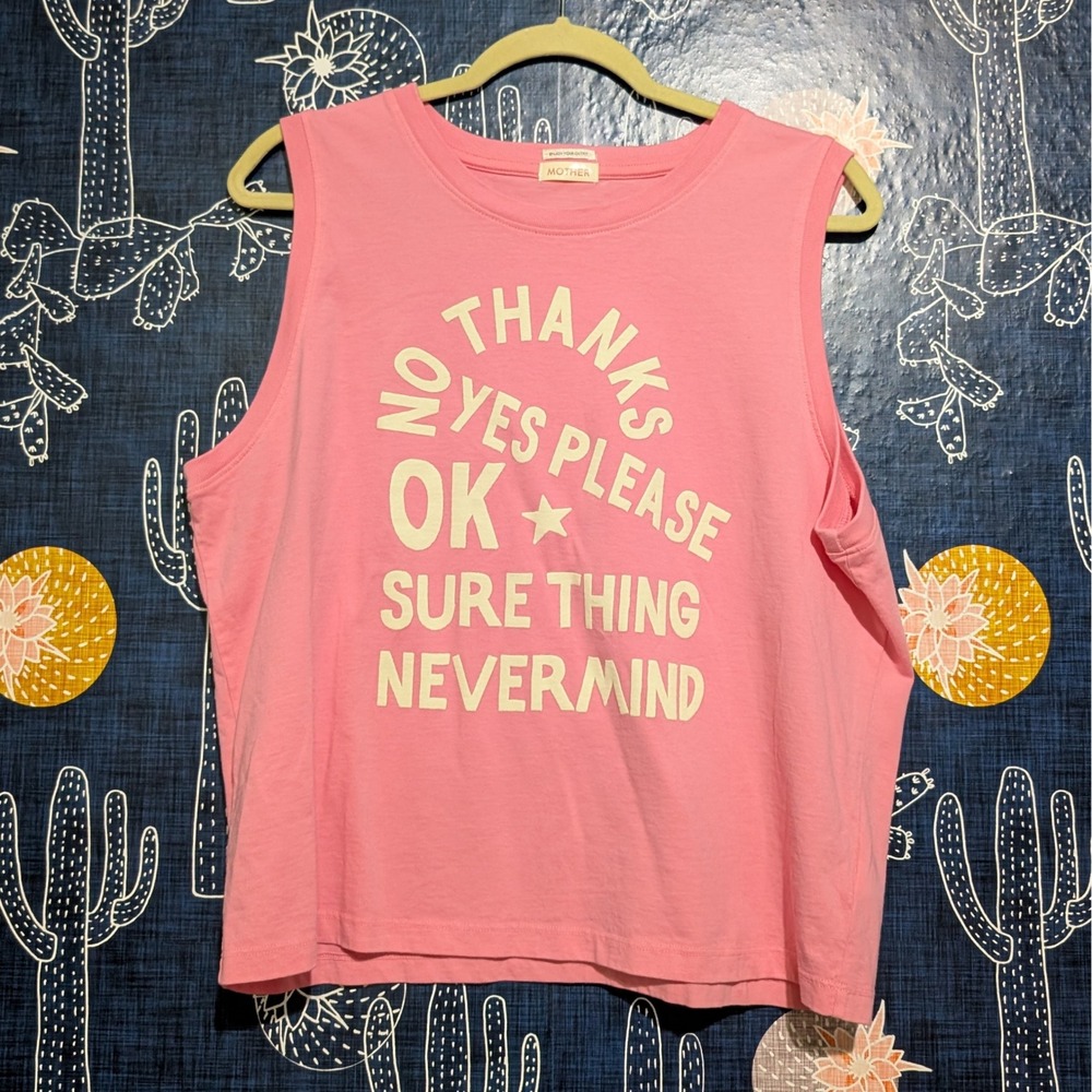 MOTHER The Strong and Silent Type Tank Top Pink Women's Size XL - Picture 5 of 10
